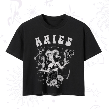 Purplehecate Aries Zodiac Glyphs Crop T-Shirt