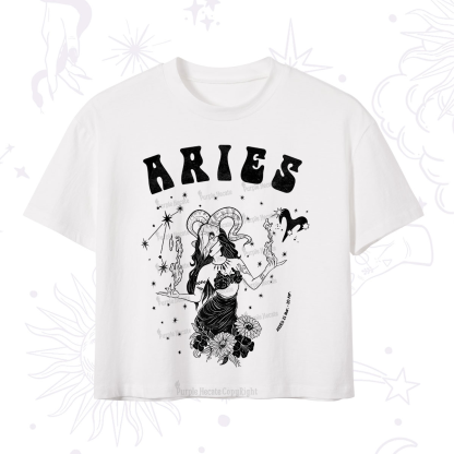 Purplehecate Aries Zodiac Glyphs Crop T-Shirt