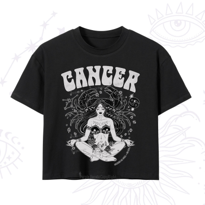 Purplehecate Cancer Zodiac Glyphs Crop T-Shirt