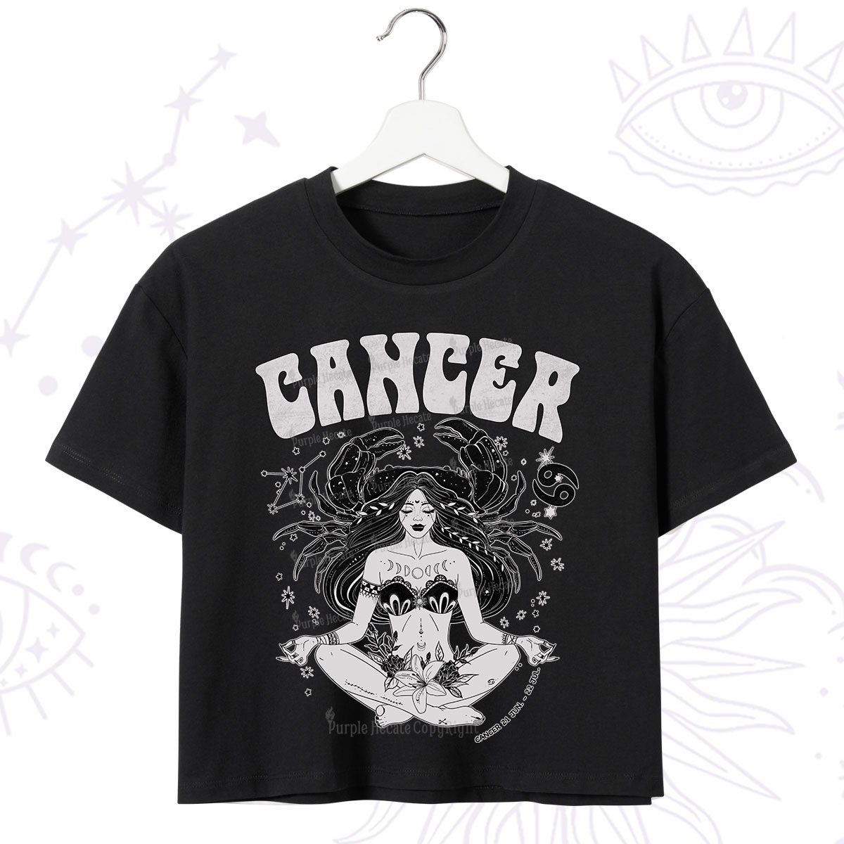 Purplehecate Cancer Zodiac Glyphs Crop T-Shirt