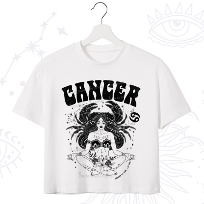 Purplehecate Cancer Zodiac Glyphs Crop T-Shirt