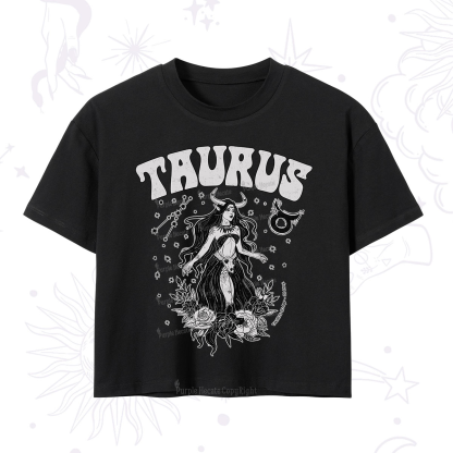 Purplehecate Taurus Zodiac Glyphs Crop T-Shirt