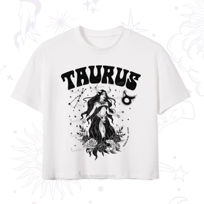 Purplehecate Taurus Zodiac Glyphs Crop T-Shirt