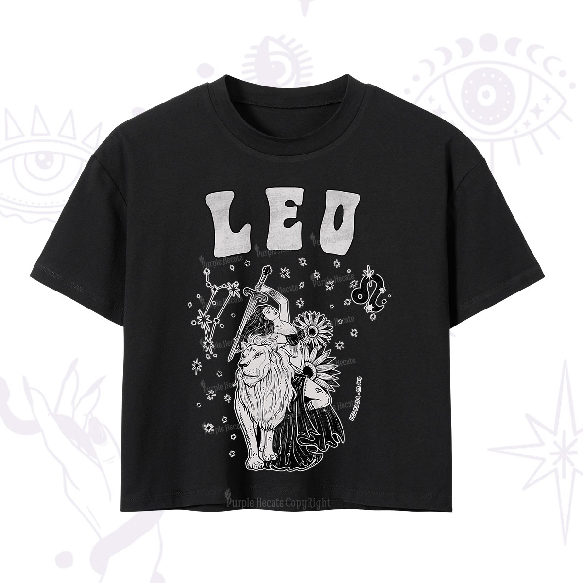 Purplehecate Leo Zodiac Glyphs Crop T-Shirt