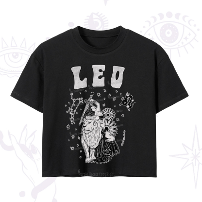 Purplehecate Leo Zodiac Glyphs Crop T-Shirt
