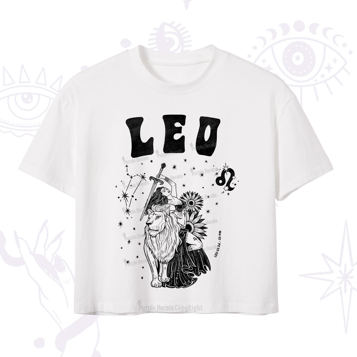 Purplehecate Leo Zodiac Glyphs Crop T-Shirt