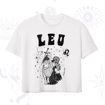 Purplehecate Leo Zodiac Glyphs Crop T-Shirt