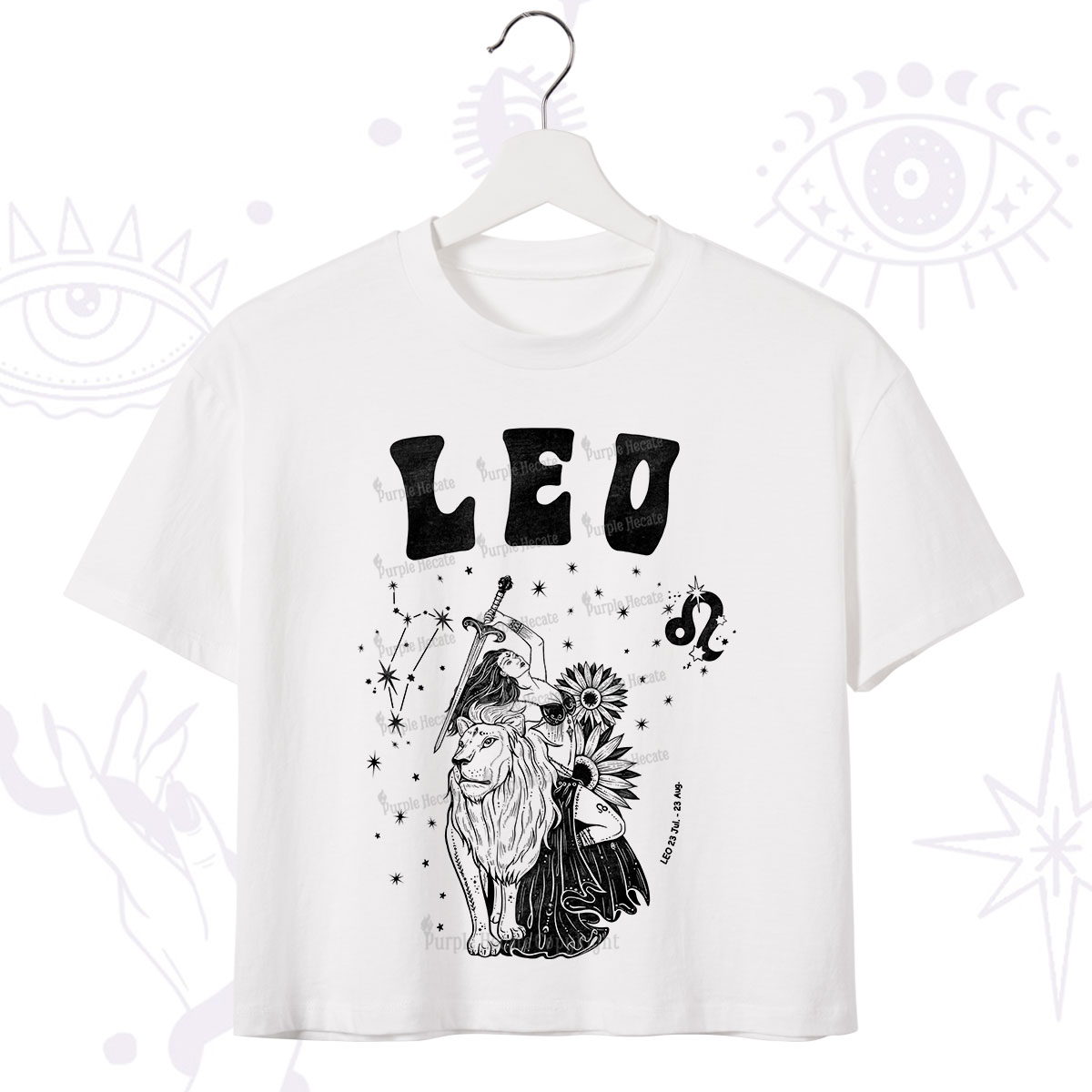 Purplehecate Leo Zodiac Glyphs Crop T-Shirt