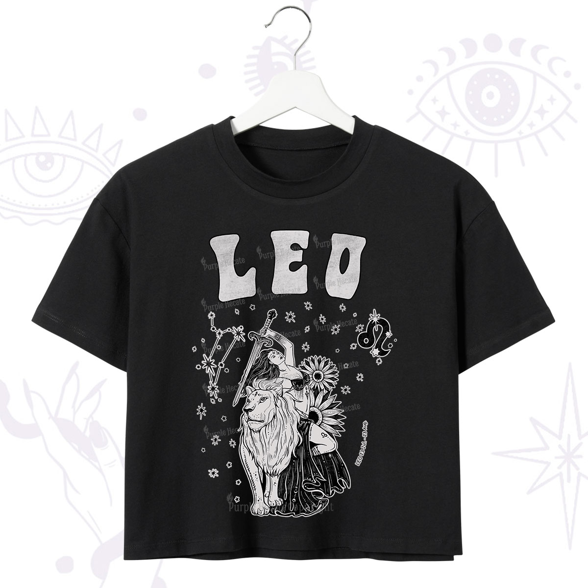 Purplehecate Leo Zodiac Glyphs Crop T-Shirt