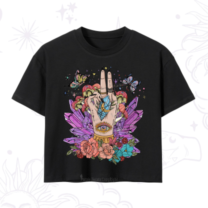 Purplehecate Crystal Witchy Hand Crop T-Shirt