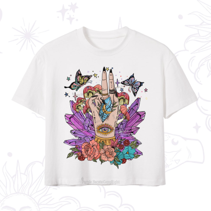 Purplehecate Crystal Witchy Hand Crop T-Shirt