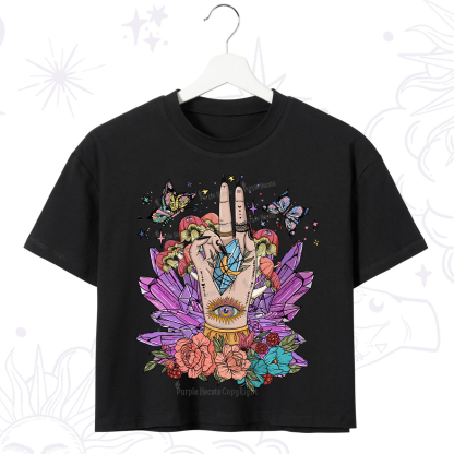 Purplehecate Crystal Witchy Hand Crop T-Shirt