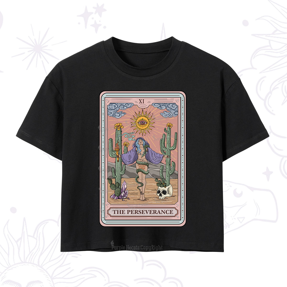 Purplehecate The Perseverance Tarot Card Crop T-Shirt