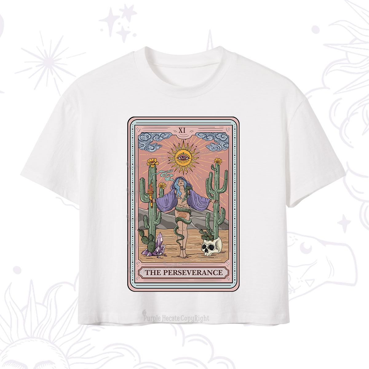 Purplehecate The Perseverance Tarot Card Crop T-Shirt