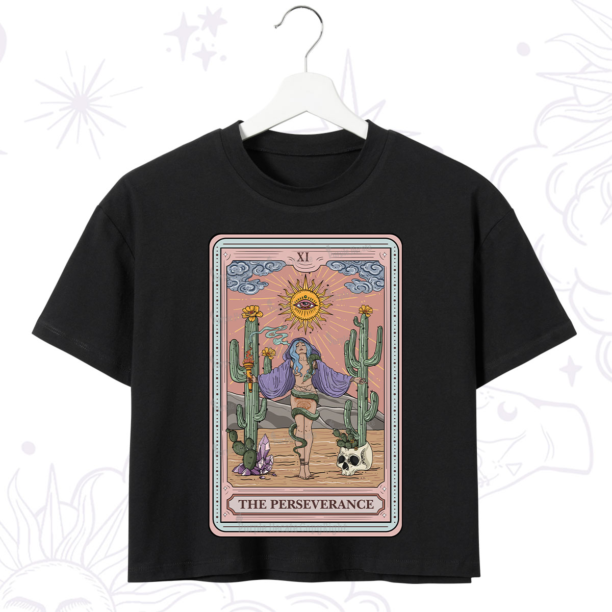 Purplehecate The Perseverance Tarot Card Crop T-Shirt