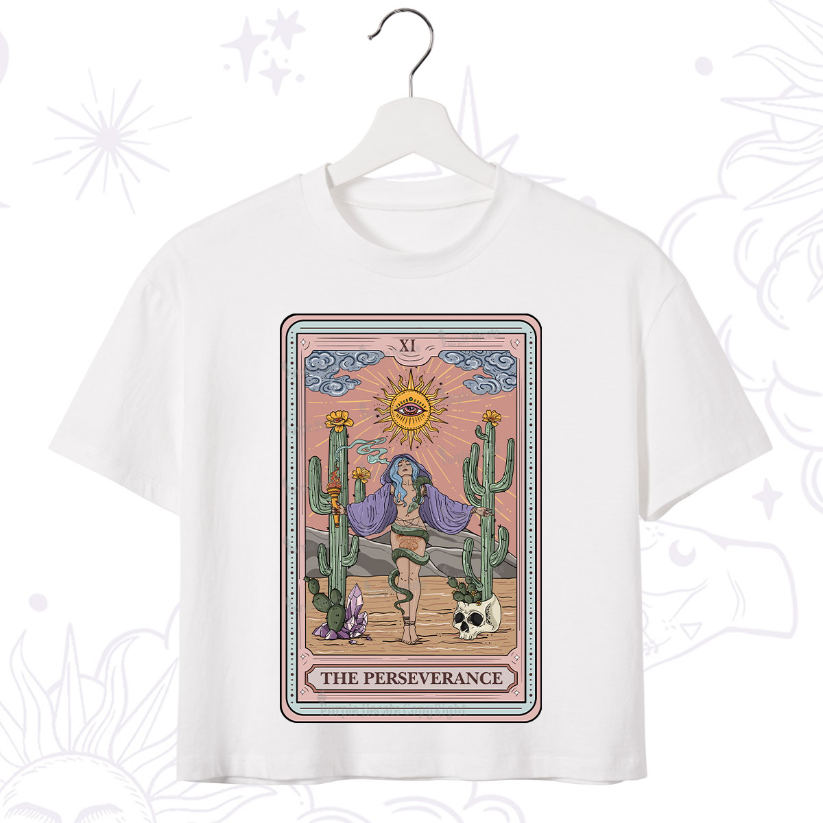 Purplehecate The Perseverance Tarot Card Crop T-Shirt