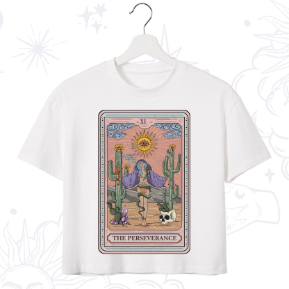 Purplehecate The Perseverance Tarot Card Crop T-Shirt