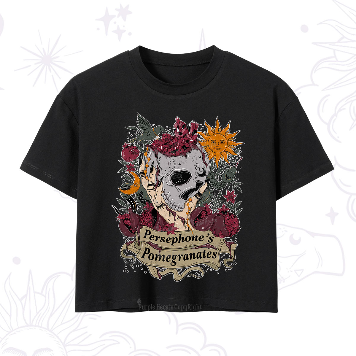 Purplehecate Persephone's Pomegranates Crop T-Shirt
