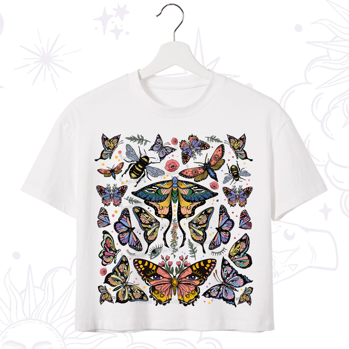 Purplehecate Mystical Butterfly & Moth Crop T-Shirt