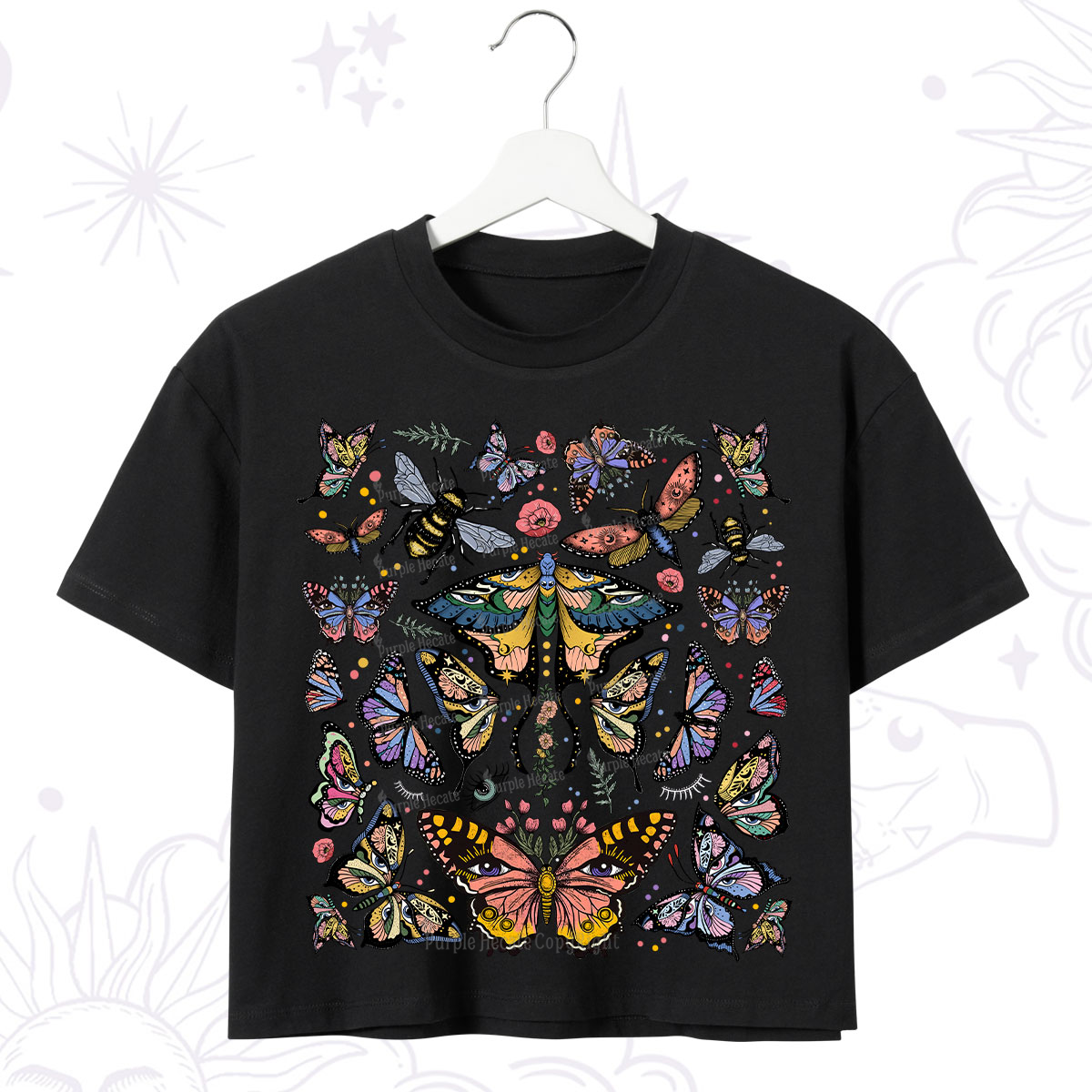 Purplehecate Mystical Butterfly & Moth Crop T-Shirt