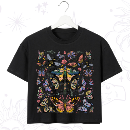 Purplehecate Mystical Butterfly & Moth Crop T-Shirt