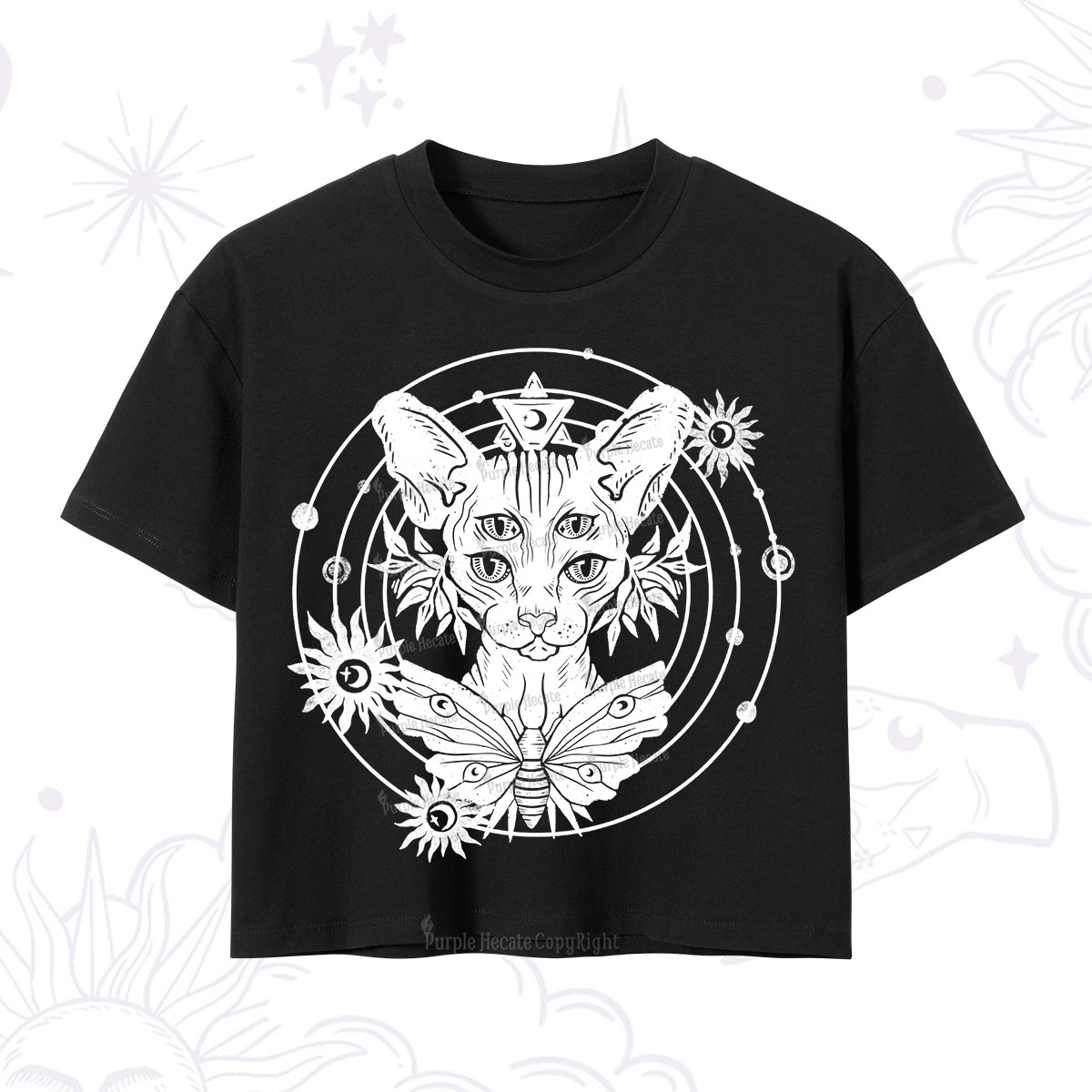 Purplehecate Mystic Sphynx Cat Lover Crop T-Shirt