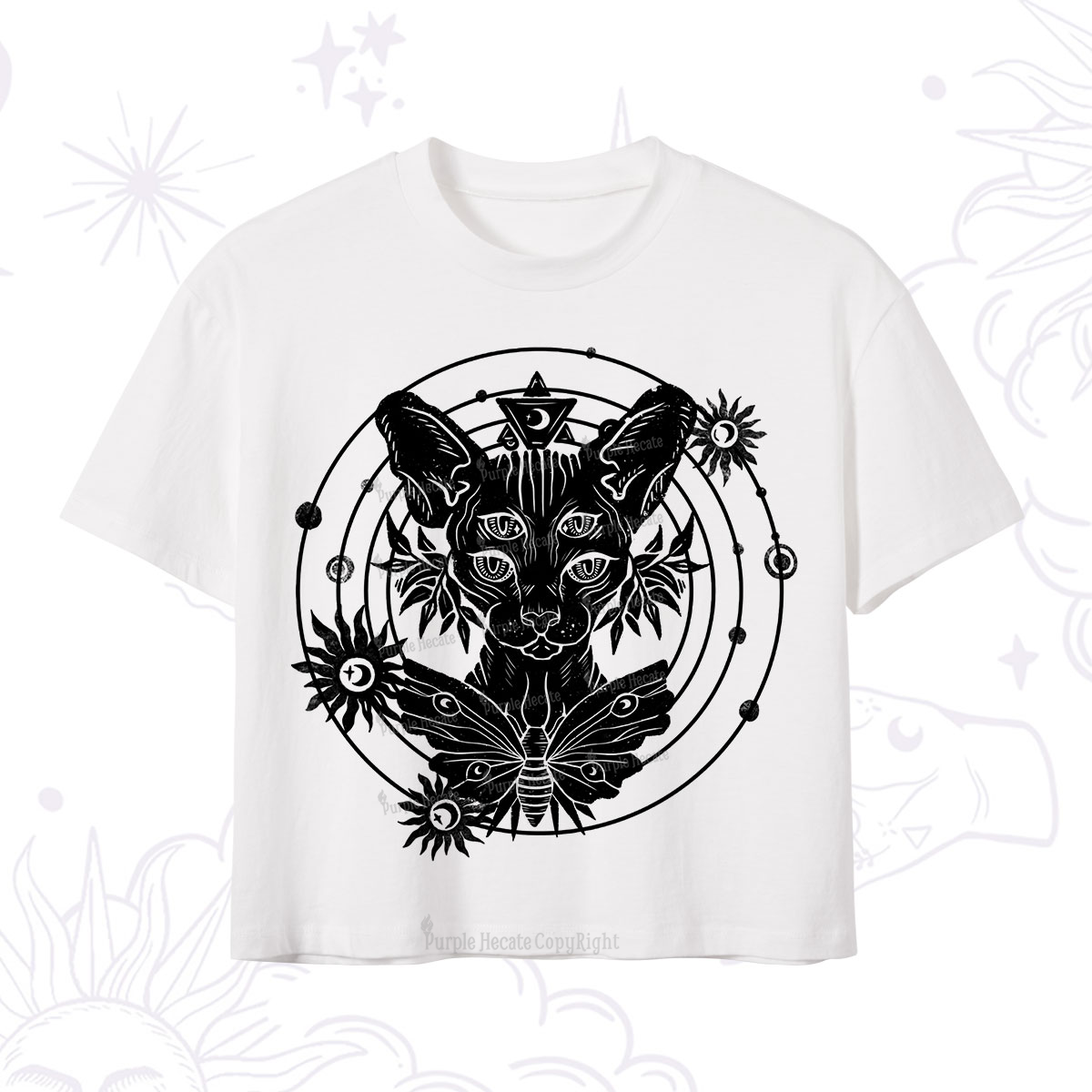 Purplehecate Mystic Sphynx Cat Lover Crop T-Shirt