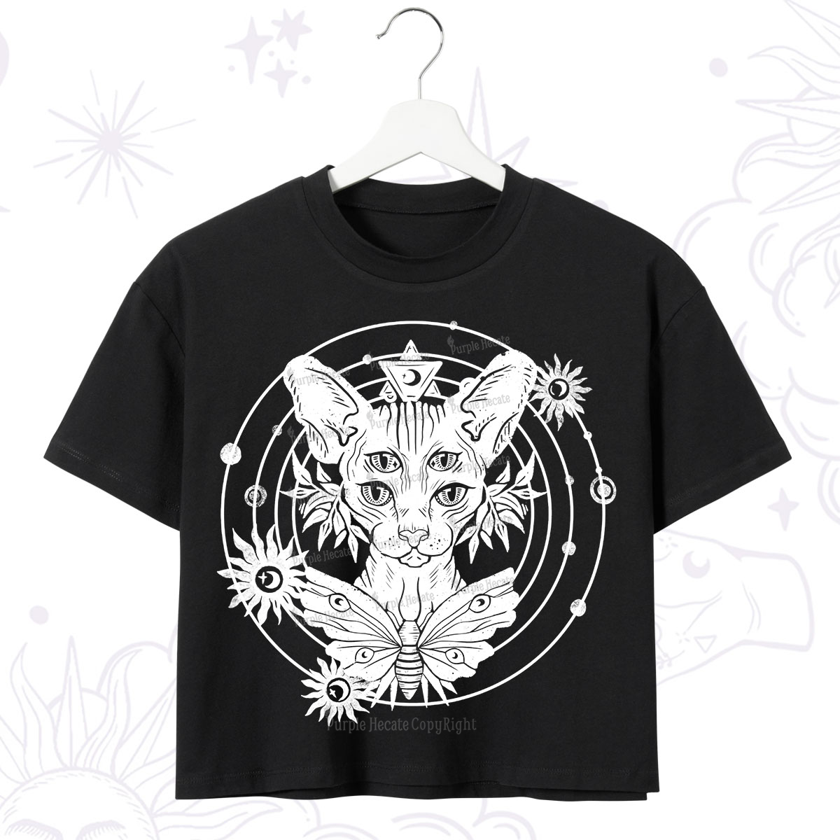 Purplehecate Mystic Sphynx Cat Lover Crop T-Shirt