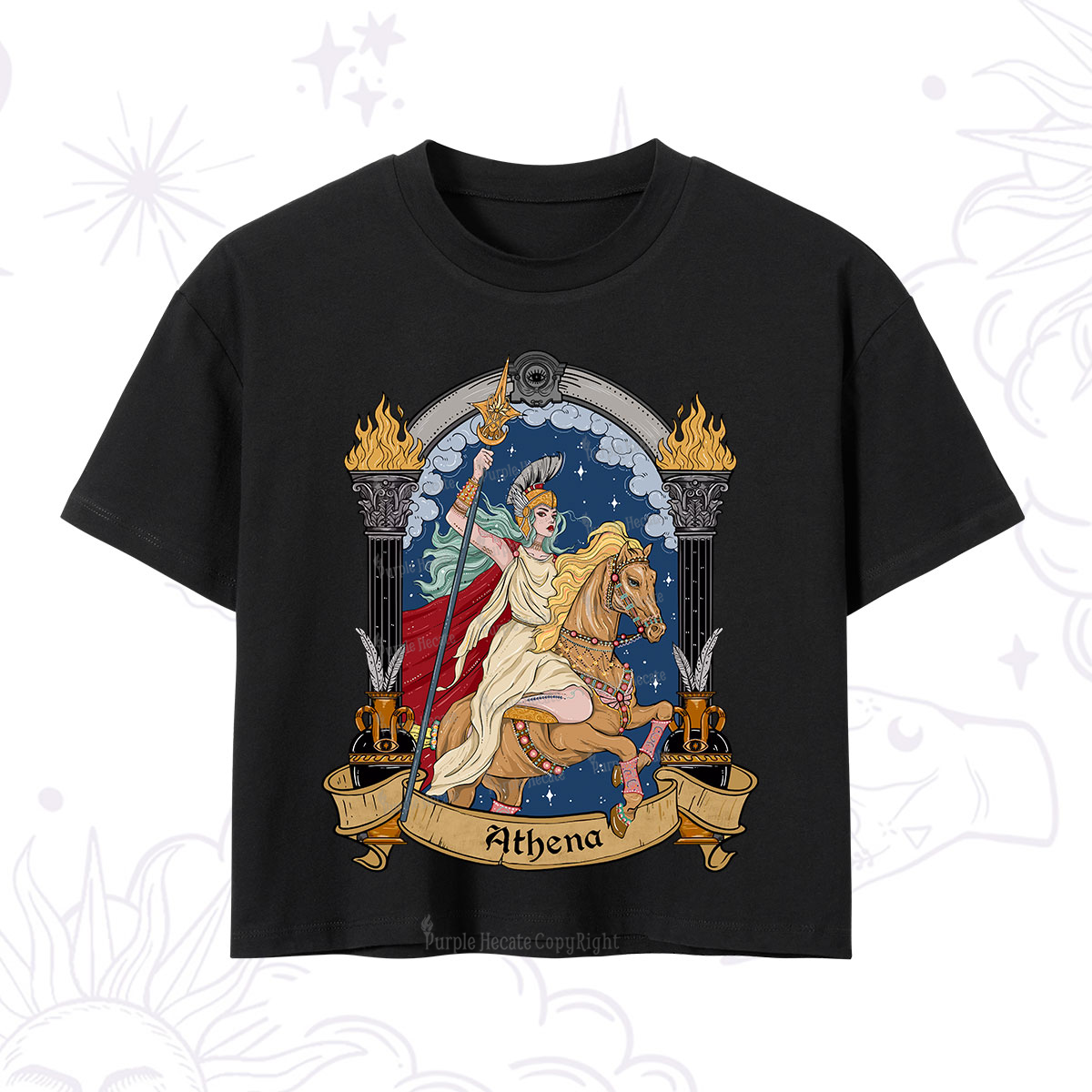 Purplehecate The Mighty Goddess Athena Crop T-Shirt