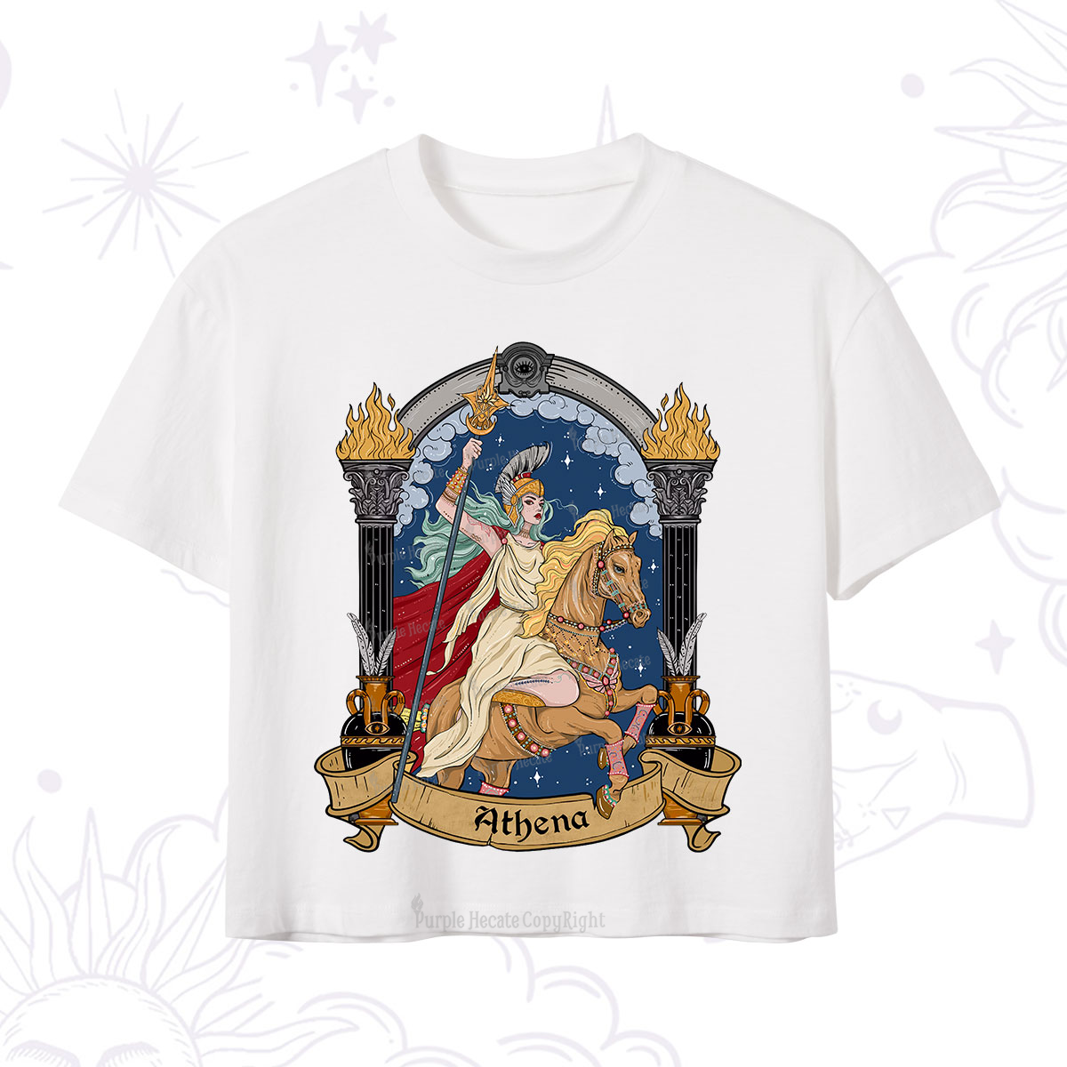 Purplehecate The Mighty Goddess Athena Crop T-Shirt