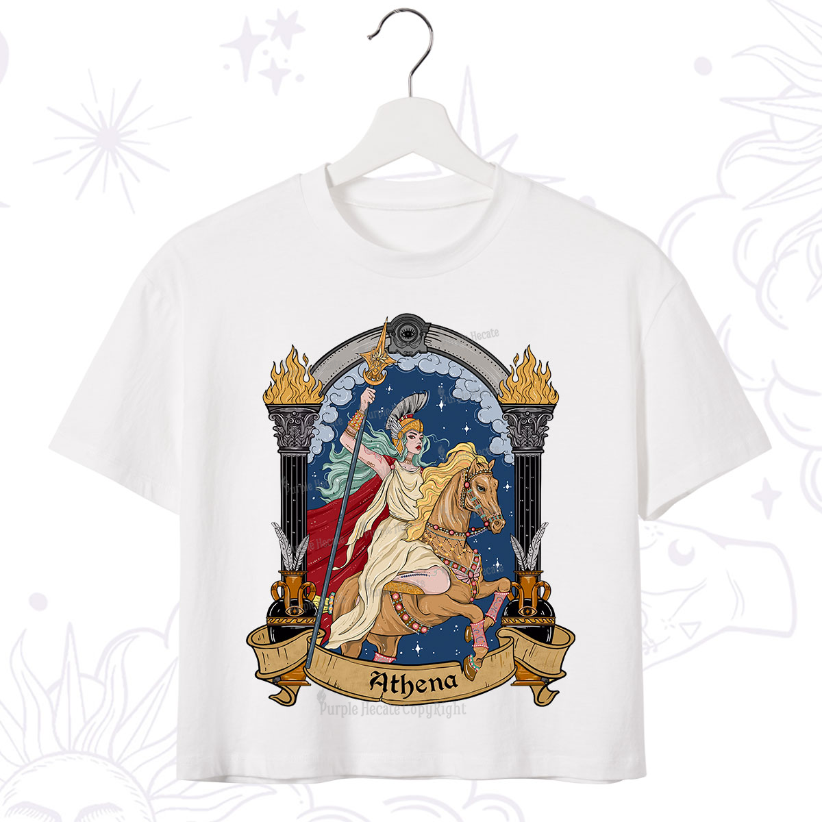 Purplehecate The Mighty Goddess Athena Crop T-Shirt