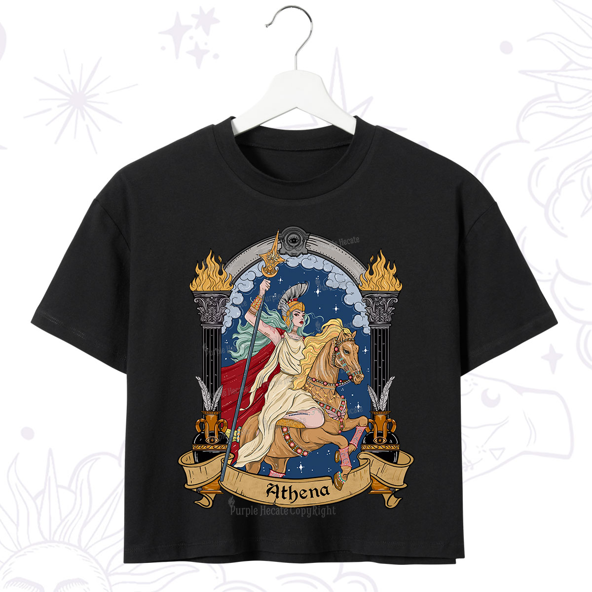 Purplehecate The Mighty Goddess Athena Crop T-Shirt