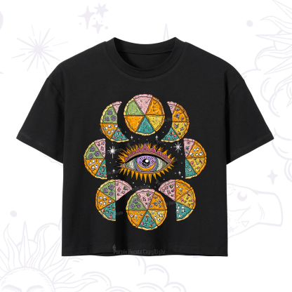 Purplehecate Moon Phase Pizza Crop T-Shirt