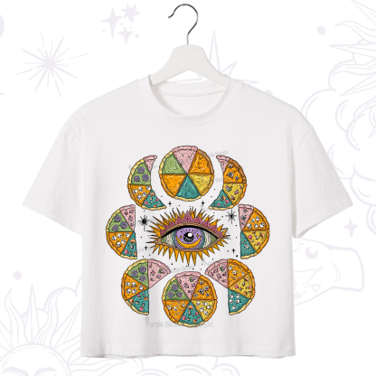 Purplehecate Moon Phase Pizza Crop T-Shirt