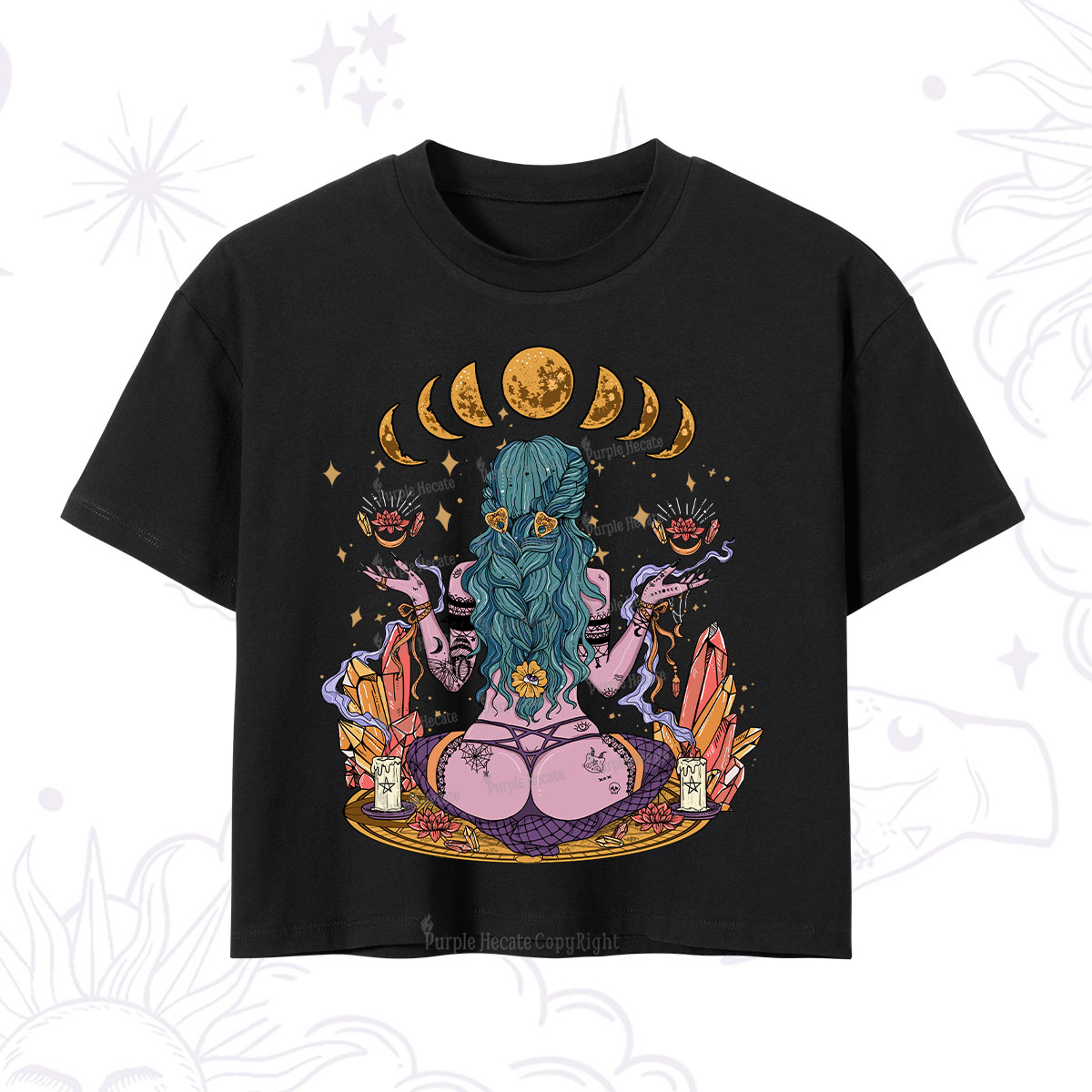 Purplehecate Meditating Witch Crop T-Shirt