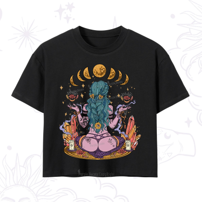 Purplehecate Meditating Witch Crop T-Shirt