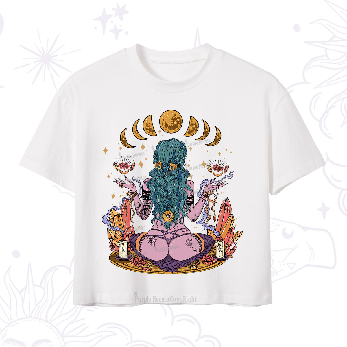 Purplehecate Meditating Witch Crop T-Shirt