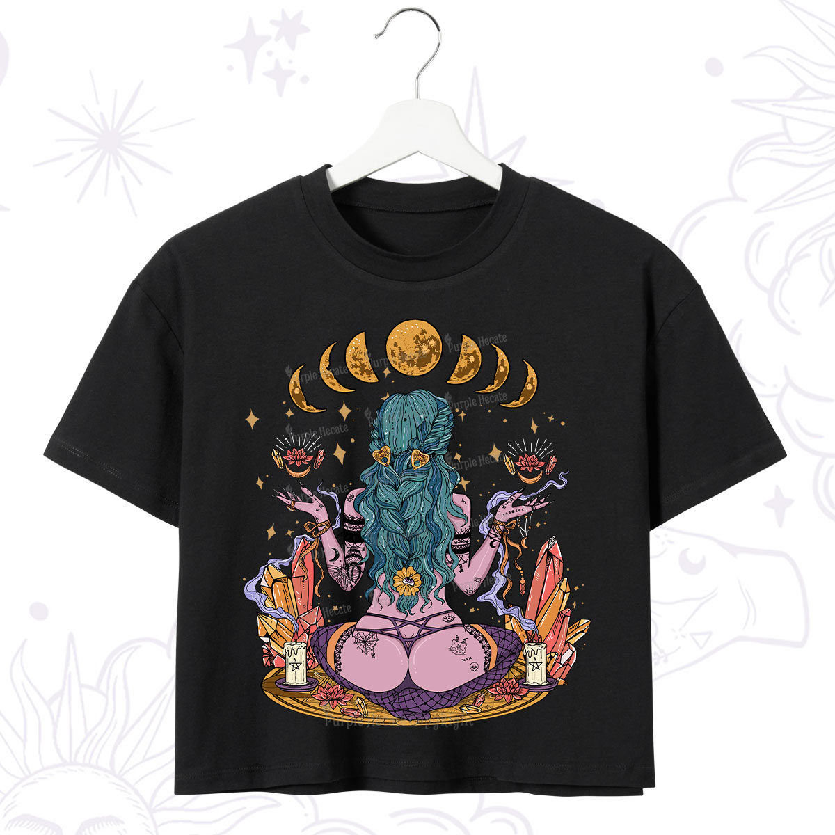 Purplehecate Meditating Witch Crop T-Shirt