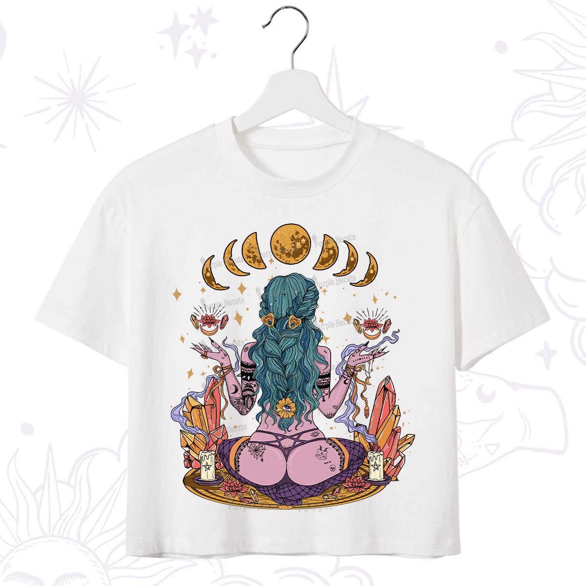 Purplehecate Meditating Witch Crop T-Shirt