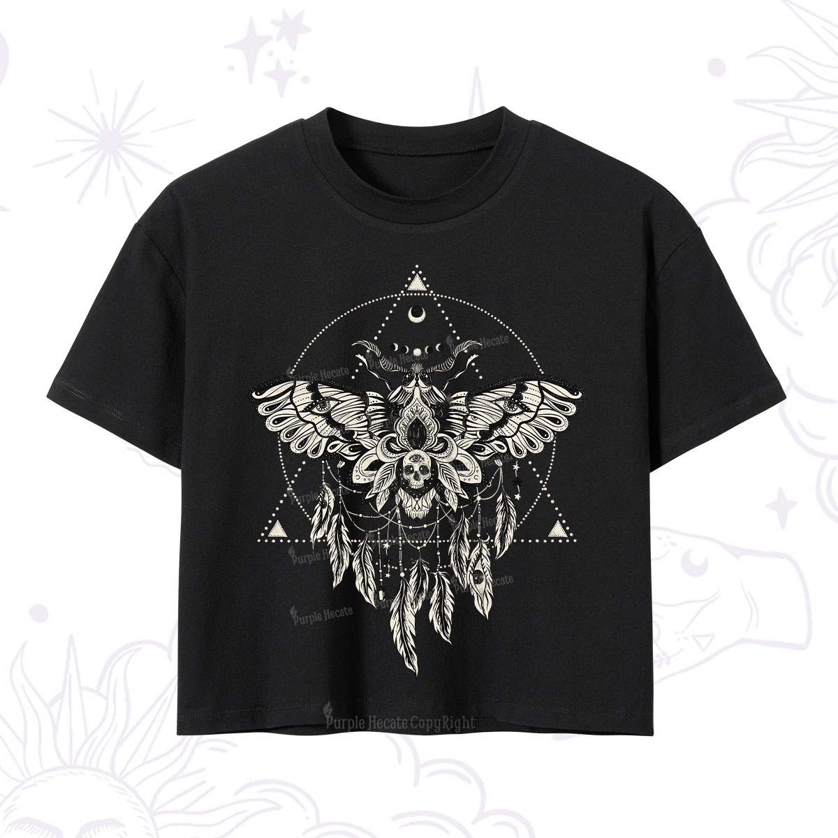 Purplehecate Mystical Luna Moth Crop T-Shirt