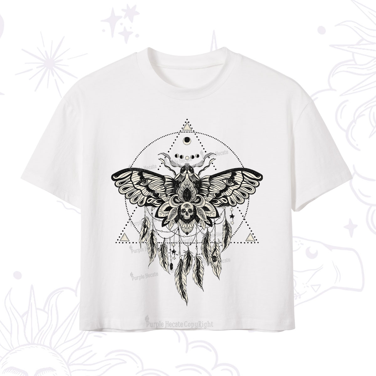Purplehecate Mystical Luna Moth Crop T-Shirt