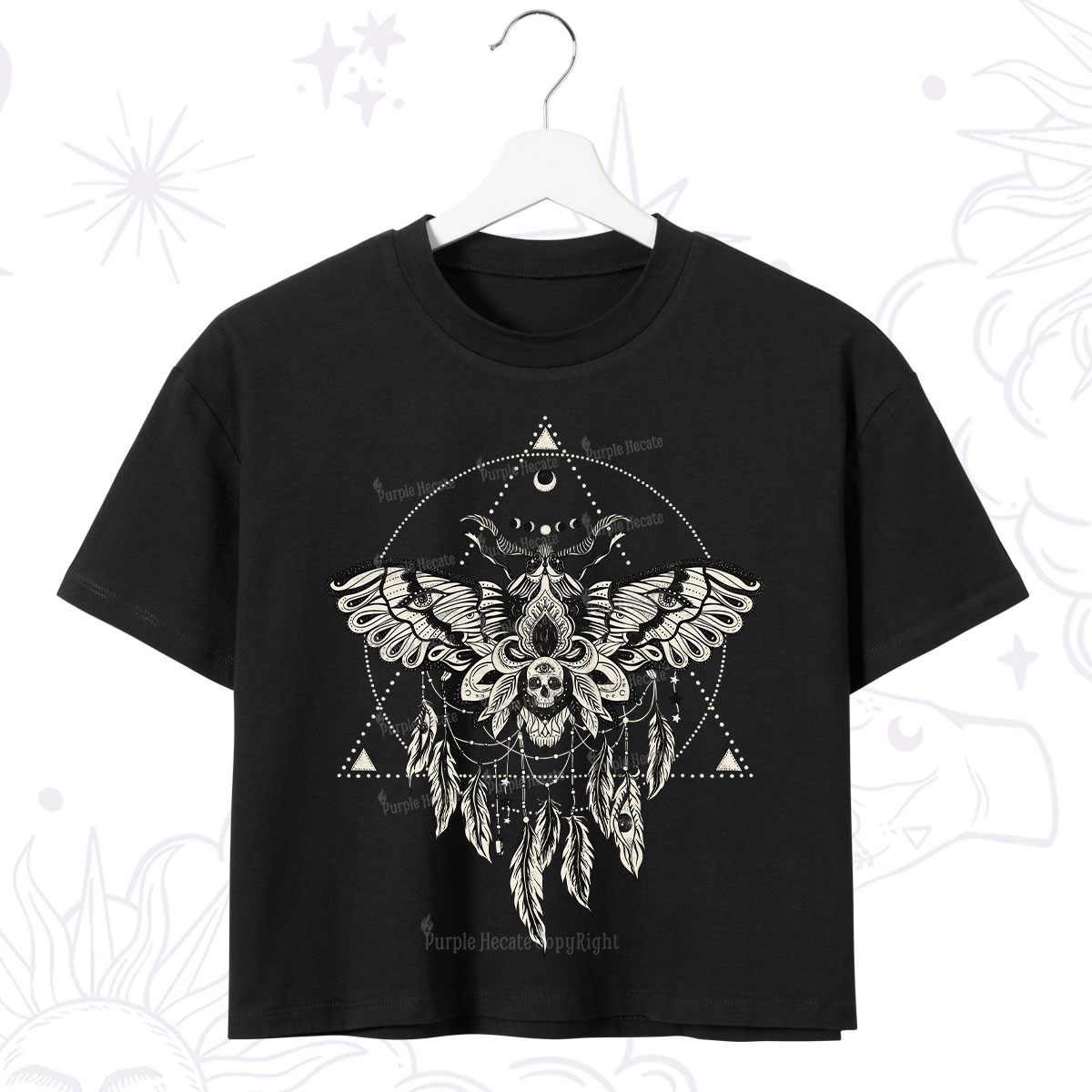 Purplehecate Mystical Luna Moth Crop T-Shirt