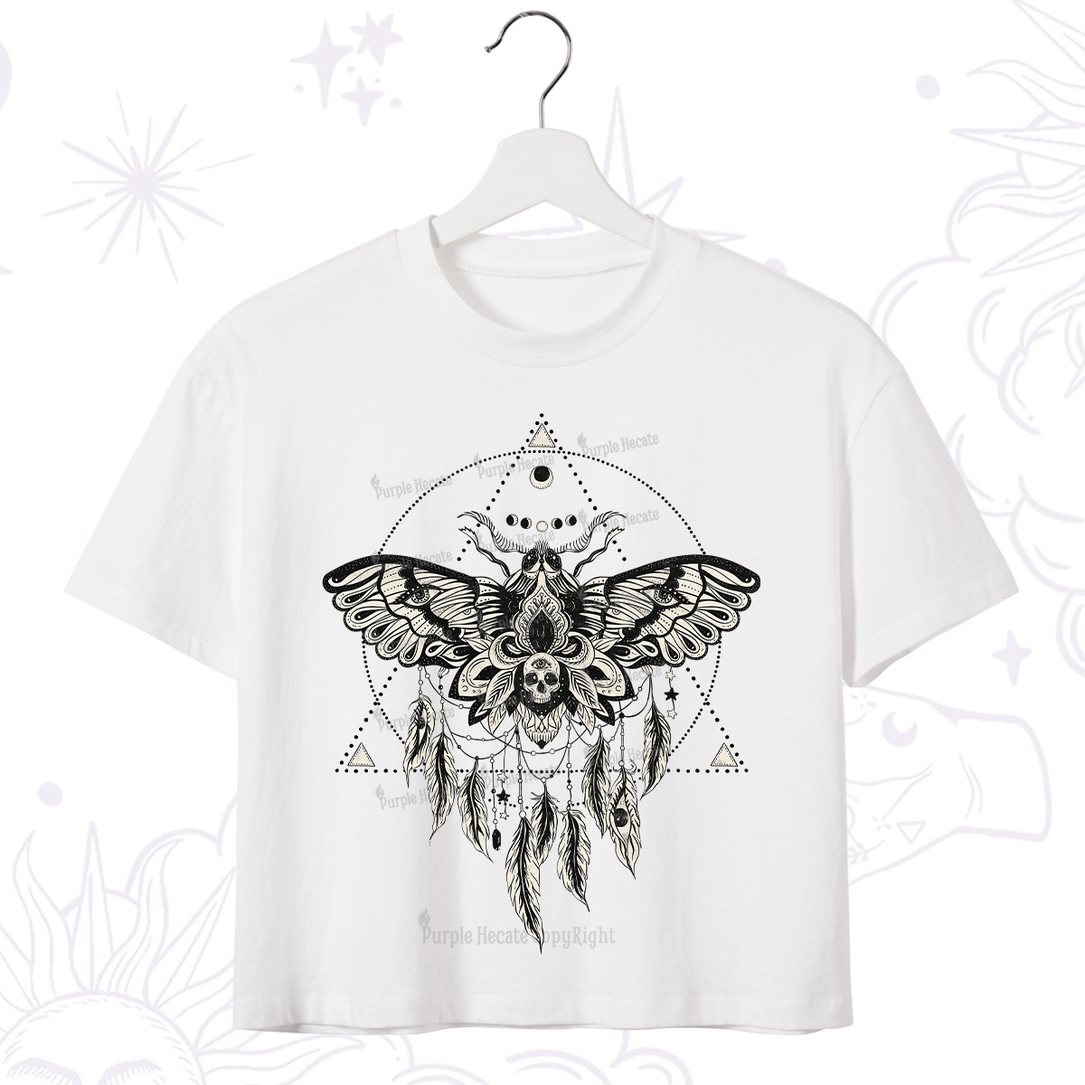 Purplehecate Mystical Luna Moth Crop T-Shirt