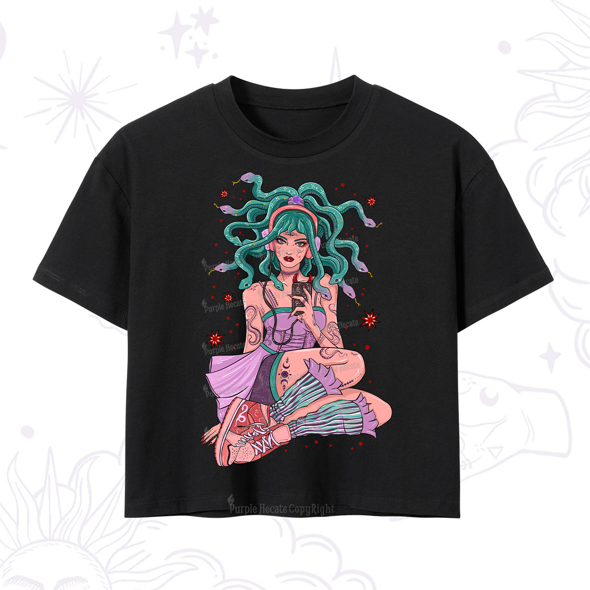 Purplehecate Gorgon Medusa Crop T-Shirt