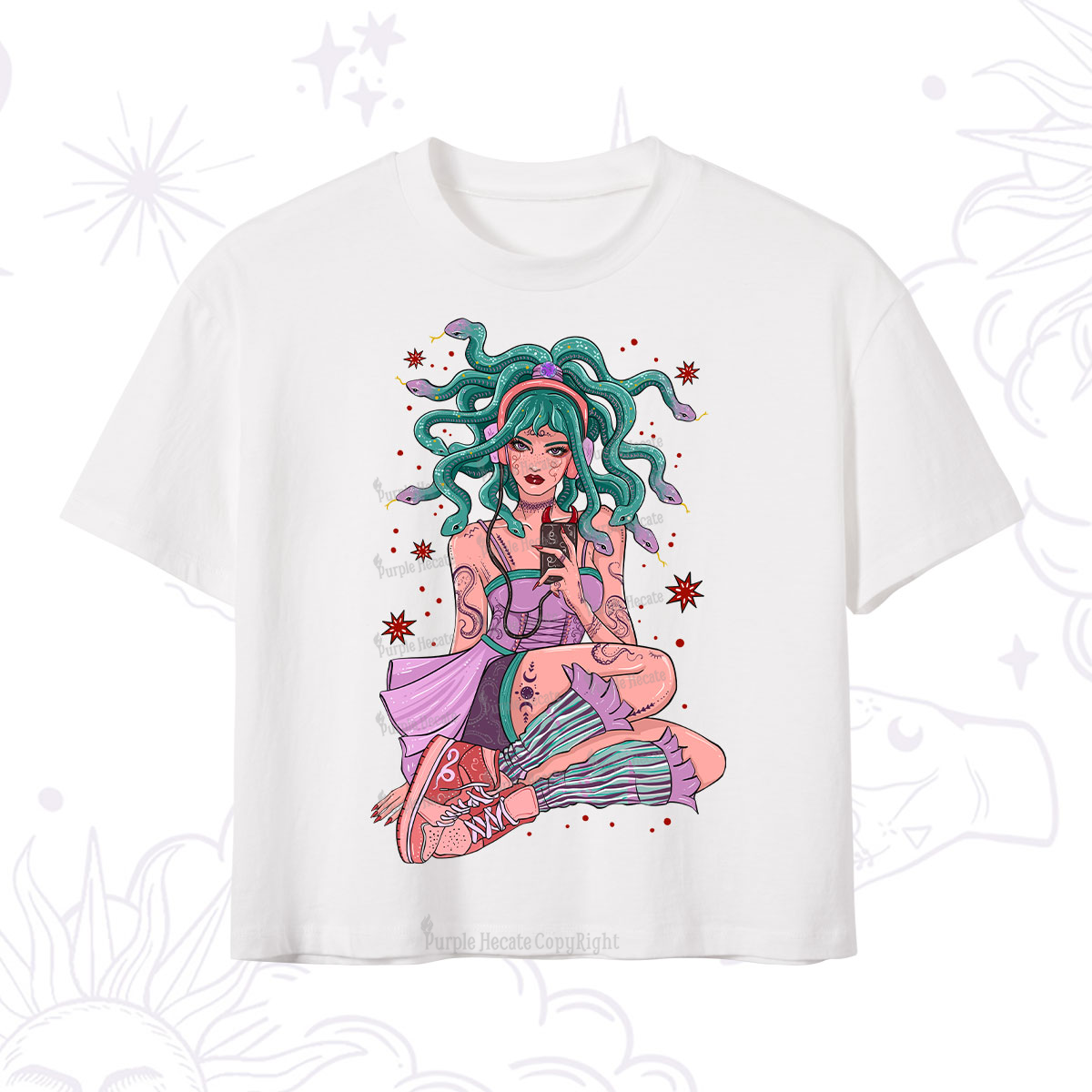 Purplehecate Gorgon Medusa Crop T-Shirt