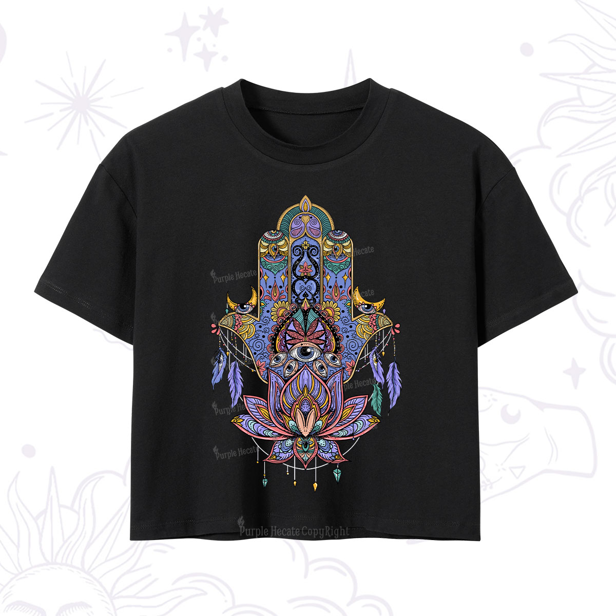 Purplehecate Hamsa Evil Eye Crop T-Shirt