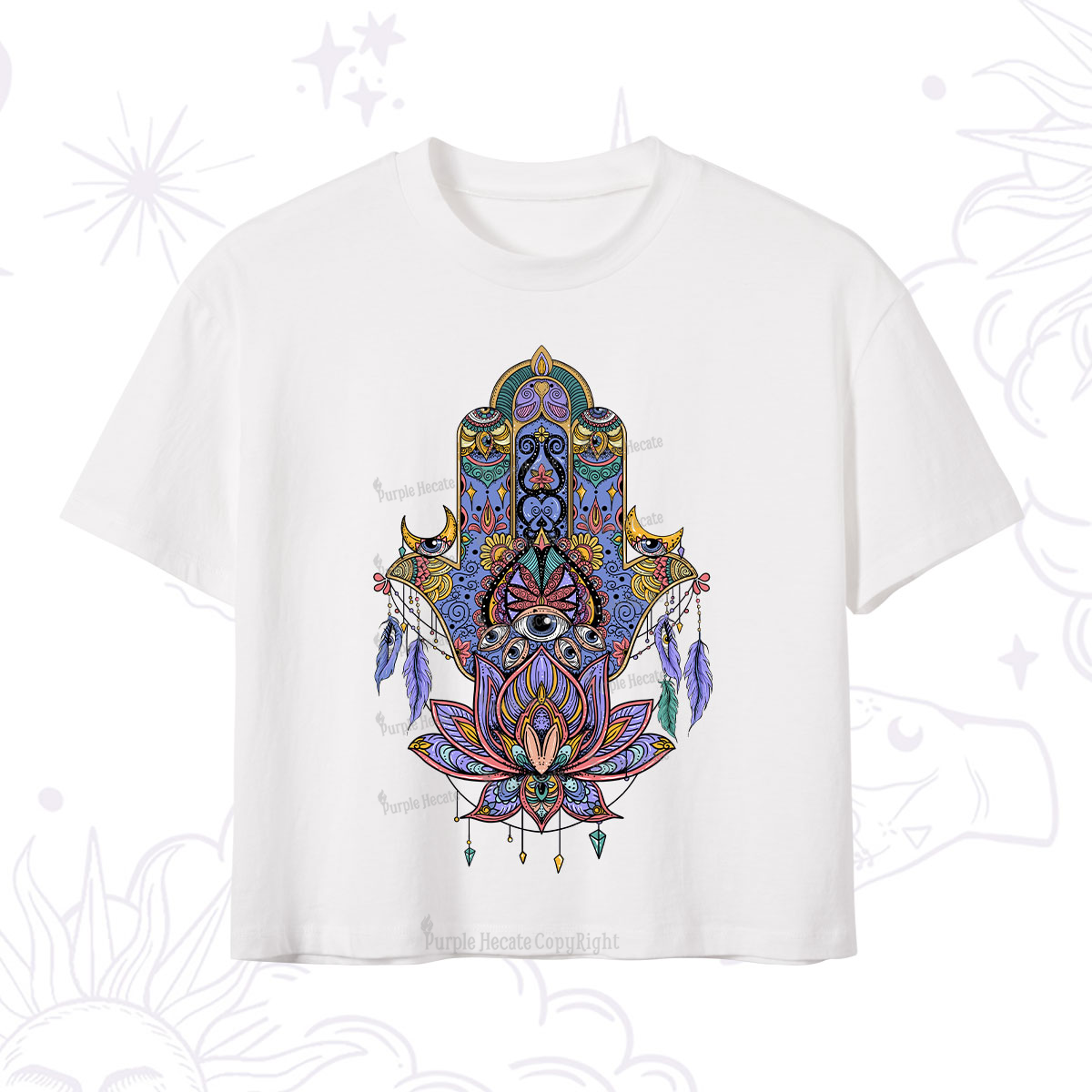 Purplehecate Hamsa Evil Eye Crop T-Shirt