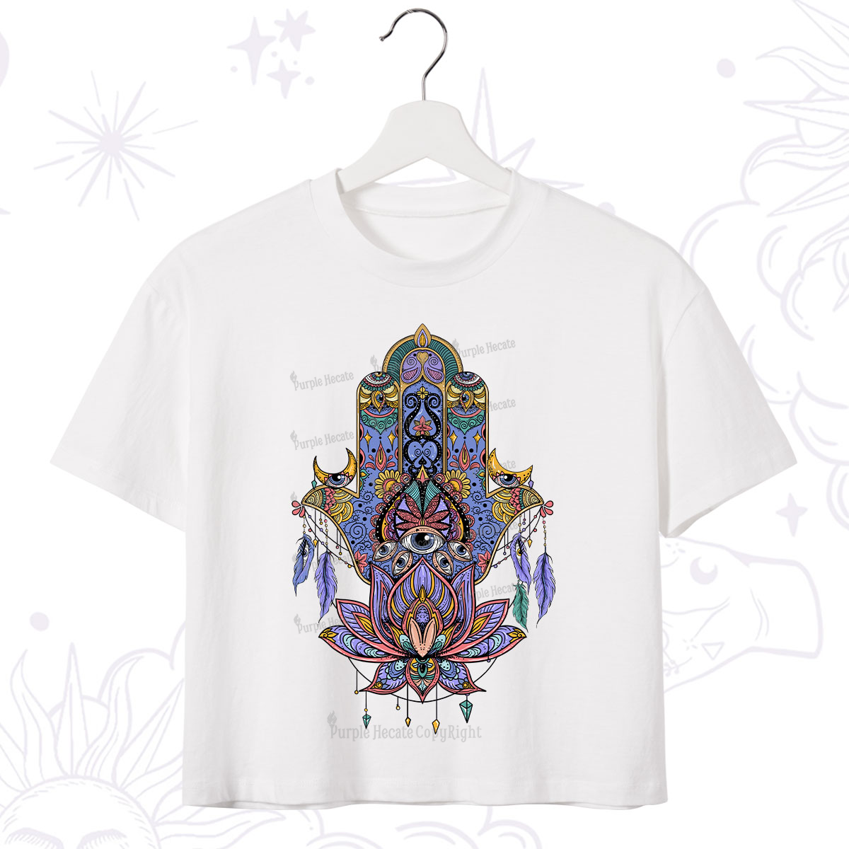 Purplehecate Hamsa Evil Eye Crop T-Shirt