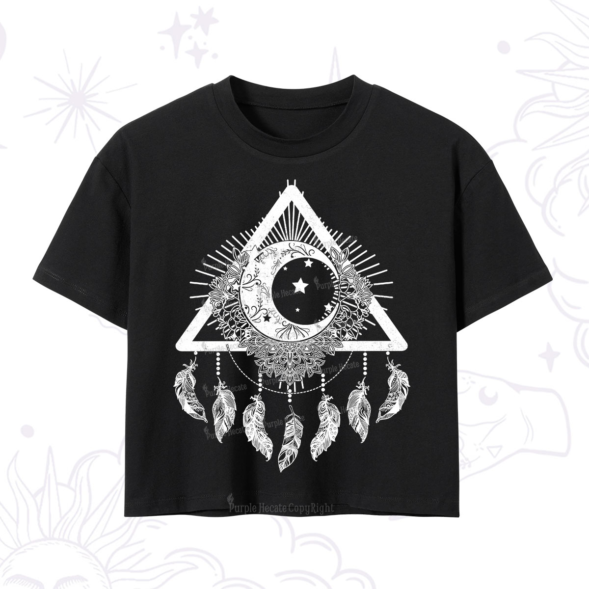 Purplehecate Starry Moon Dreamcatcher Crop T-Shirt
