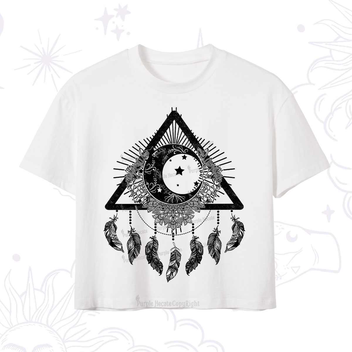 Purplehecate Starry Moon Dreamcatcher Crop T-Shirt